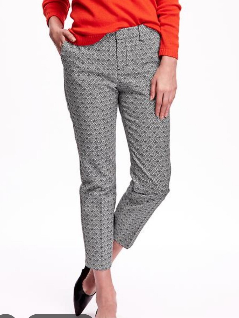 Old Navy Black and White Geometric Ankle Pants